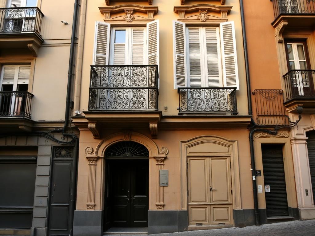Fachada de edificio céntrico en Lavapiés, Madrid
