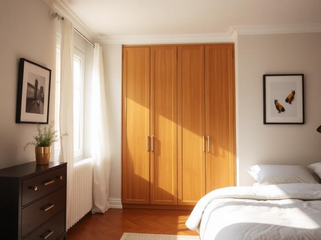 Dormitorio con armario IKEA recién montado y luz natural